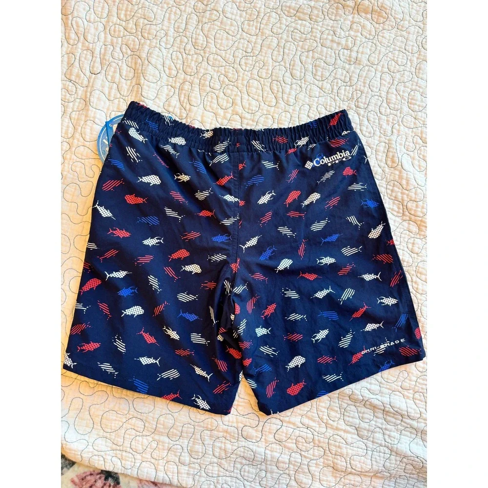 Columbia PFG Boys Fish Print Swim Shorts Size‎ Medium Medium